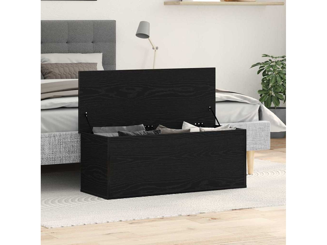 Vidaxl Caixa De Armazenamento Carvalho Preto 102 X 35 X 35 Cm