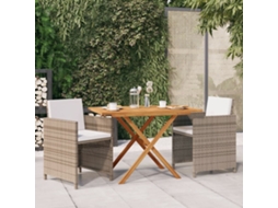 Pcs Conjunto De Jantar Para Jardim Com Almofadões Bege Dkd Home Decor