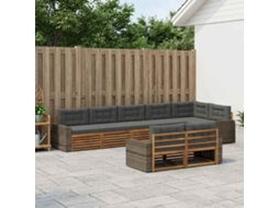 Vidaxl Conjunto De Sofás Para Exterior 8 Unid. Natural E Antracite