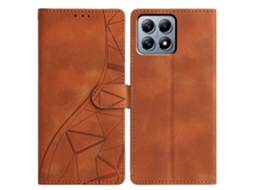 Capa Tipo Carteira Tkdaddy Para Xiaomi 15t Com Suporte E Estampa Triangular Em Couro, Capa Flip Marrom