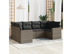 Conjunto de 6 sofás de jardim com almofadas Vime Cinza Dkd Home Decor