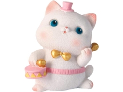 Figura De Gato Baterista Adorno Para Coche Bobble Head Resina Decoración De Pastel Accesorio