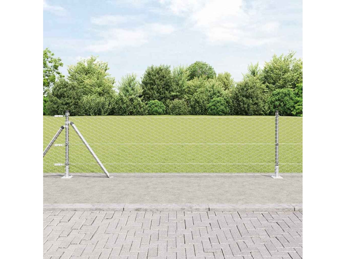 Vidaxl Cerca Hexagonal Com Base De Concreto 10 X 0,6 M Aço Galvanizado