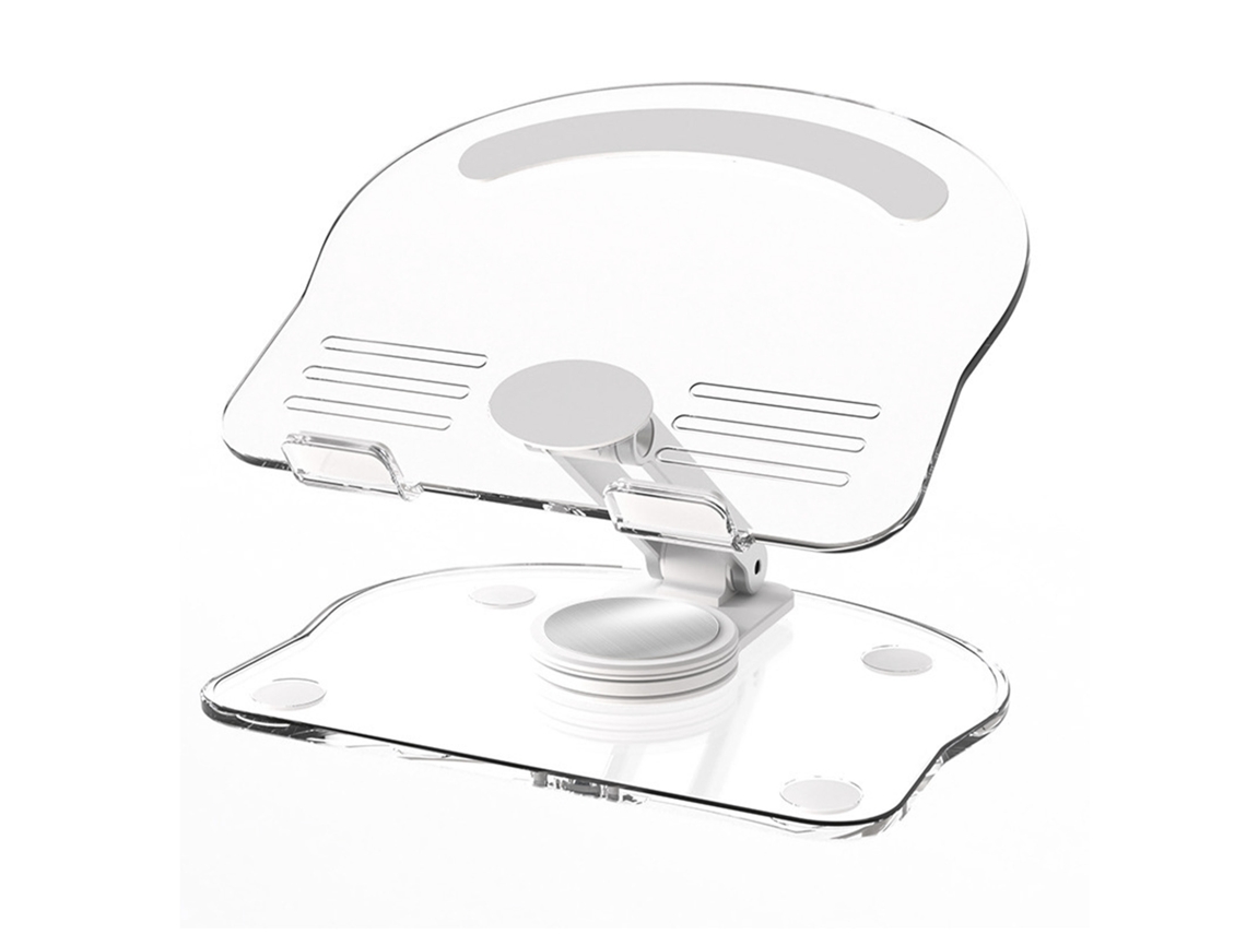 Aetheria suporte para Tablet Plegável Rotativo 360° Elevável com Material Acrílico Transparente Branco