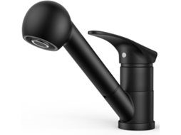 Pulverizador Para Torneira De Cozinha, Preta Com Pulverizador Em Aço Inoxidável, Monocomando, Giro De 360° E Um Furo