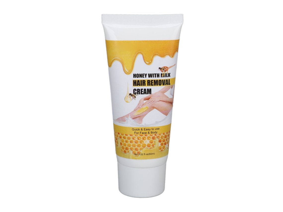 Creme depilatório suave e indolor com mel e leite para homens e mulheres, rosto, axilas e pernas, 60ml