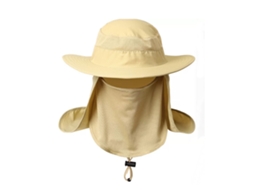 Chapéu de Sol Masculino, Impermeável, com Tule, Protetor UV, Khaki | S/MARCA