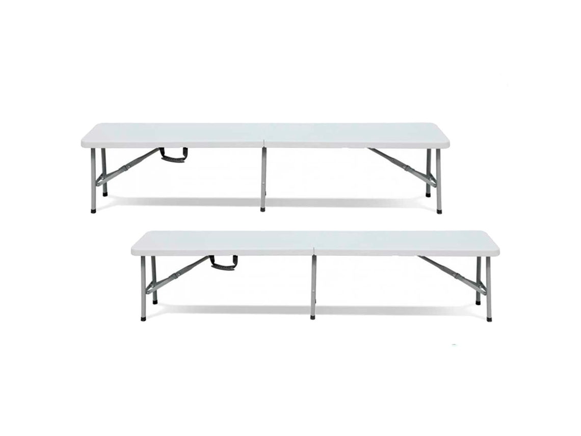 Pacote de 2 bancos dobráveis ​​para catering branco 180x30x43cm 7house