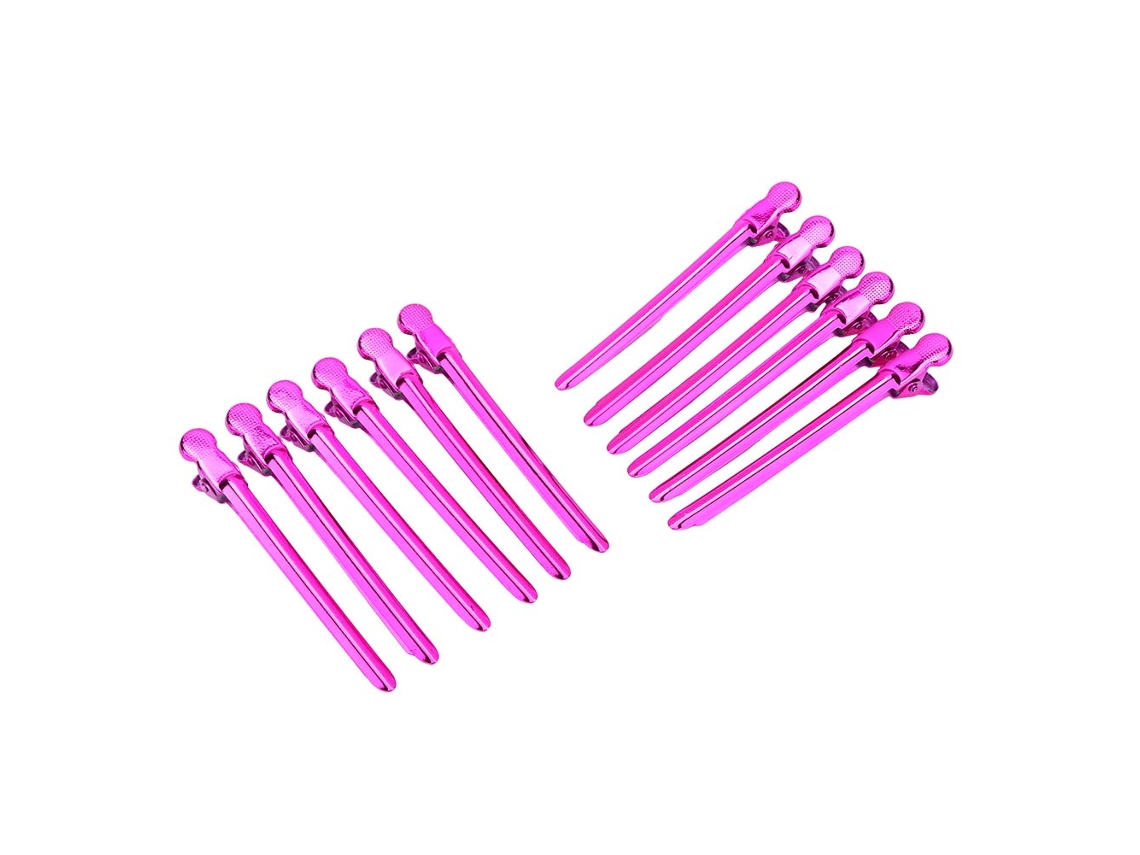 2026 12 Clips de Cabelo de Aço Inoxidável para Colorir e Estilar Seccionar Pinças para Cabeleireiro Carmín