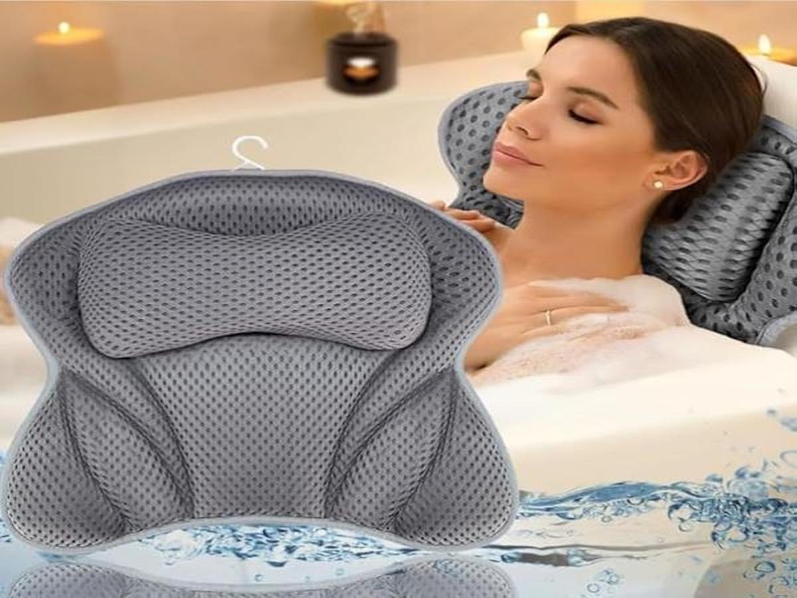 Lurelia Almofada Banho, Ergonómica, Poliéster, Antiderrapante, Ventosas, Presente, Banheira Spa