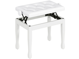 Banco Piano 55cm, Ajustável, Couro Sintético. 64x35x45 Branco