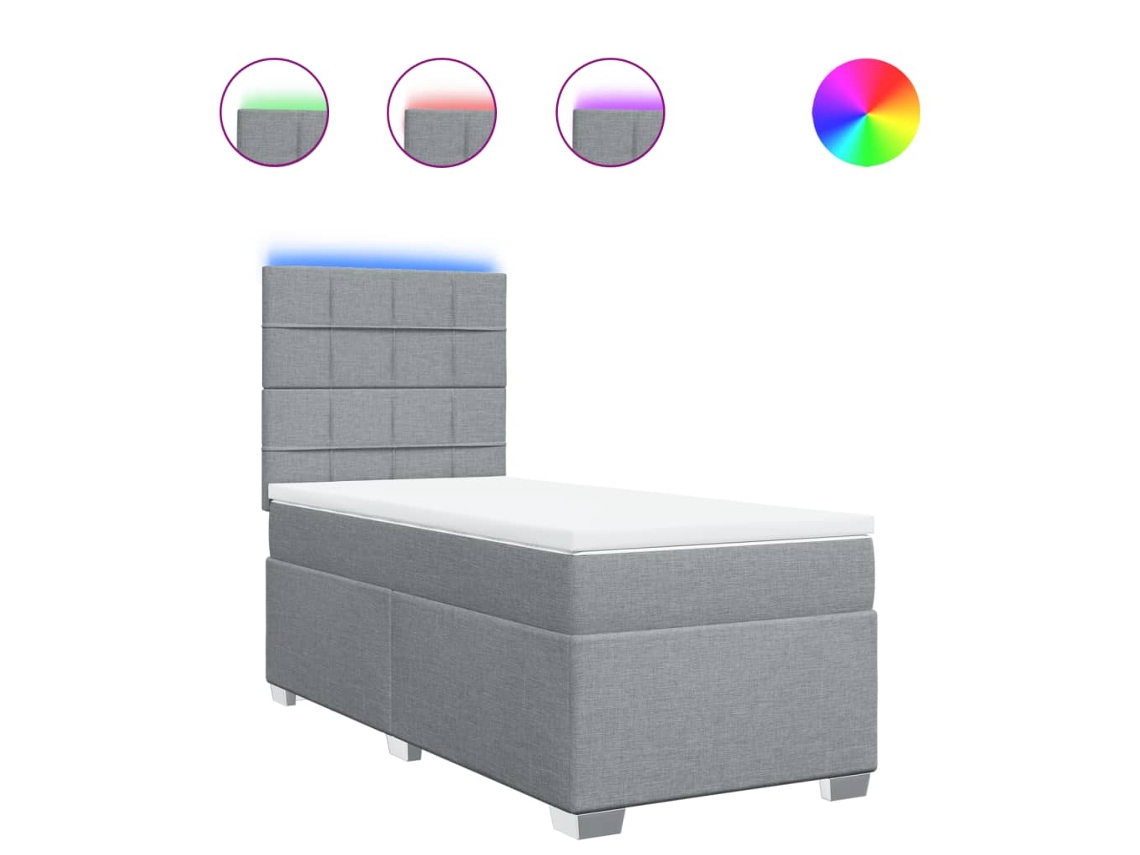 Box Spring Bed, Box Spring Beds Vidaxl Cinzeto Tecido (80 X 200 Cm)