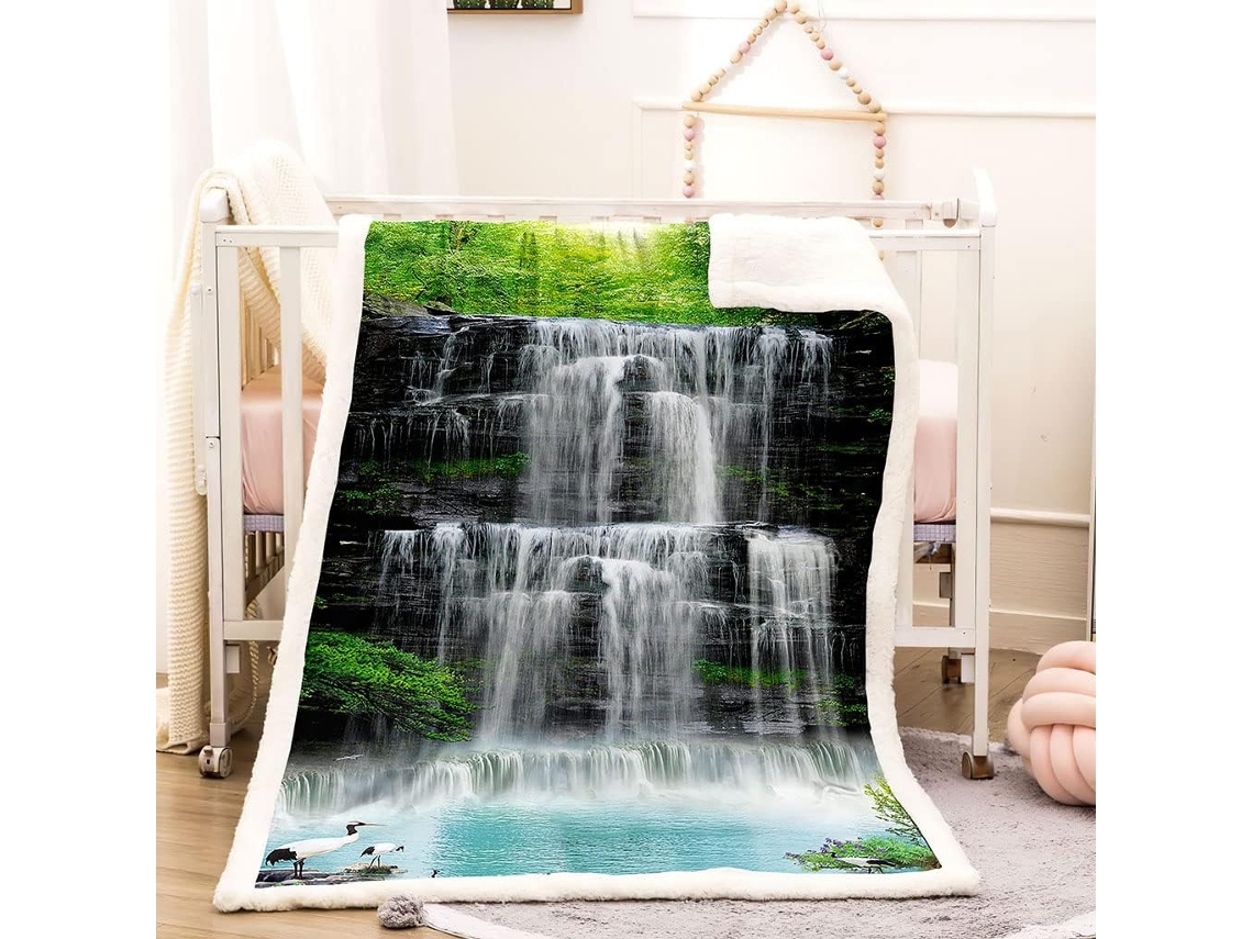 Manta com Estampa 3d de Paisagem na em Microfibra 150x180cm