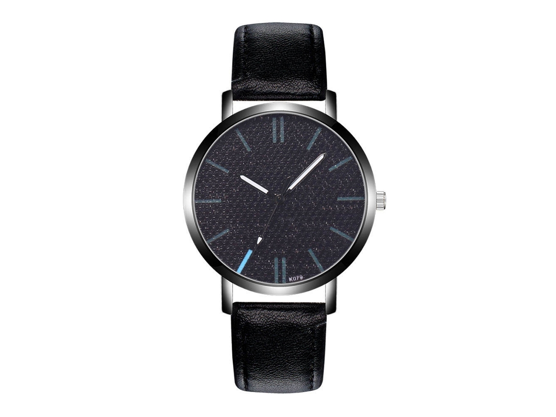 Reloj De Pulsera De Aleación Analógico De Cuarzo Con Dial Redondo Para Parejas Negro