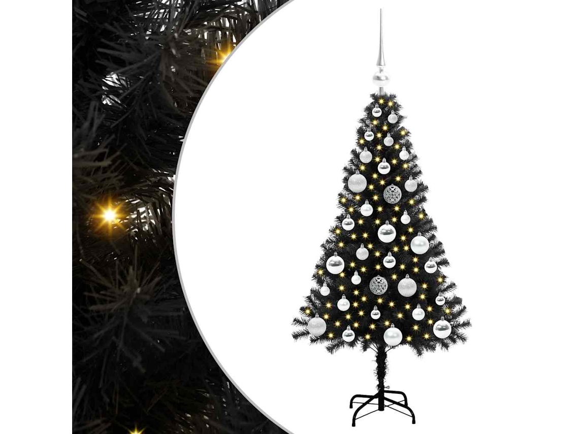 Conjunto 1 Árvore De Natal Vidaxl Preto Pvc (120 Cm)