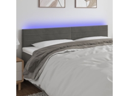 Vidaxl Cabeceira De Cama C/luzes Led Veludo 180x5x78/88cm Cinza-escuro