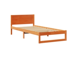 Conjunto 1 Estrutura De Cama Moderna Vidaxl Castanho Madeira De Pinho Maciça (100 X 200 Cm)