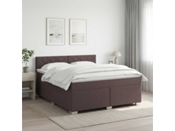 Vidaxl Cama Box Spring Com Colchão Marrom Escuro 160 X 200 Cm Tecido