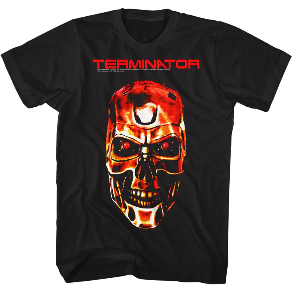 Unisex Adult T-shirt Rockinstone Terminator Redterm Black Sizel