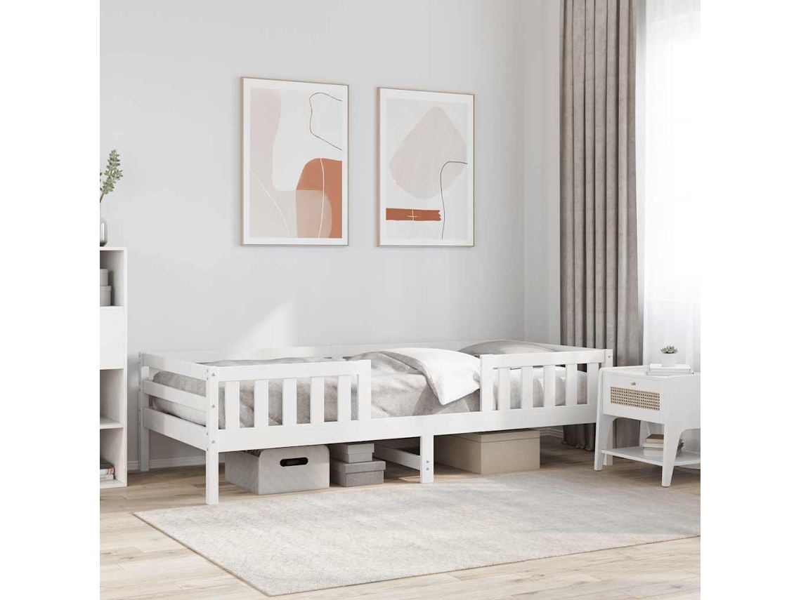Vidaxl Cama Sem Colchão 90x200 Cm Madeira de Pinho Maciça Branco