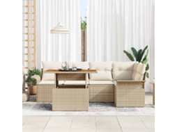 Vidaxl Conjunto De Sofá De Jardim 6 Pcs Bege Rattan Sintético