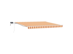 Toldo Retrátil Manual Com Led Amarelo E Laranja Vidaxl Laranja Poliéster (400 X 350 Cm)