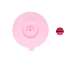 Tapa De Silicona Para Taza Con Succión Fuerte Y Cuchara Integrada, Bordes Redondeados, Color Rosa