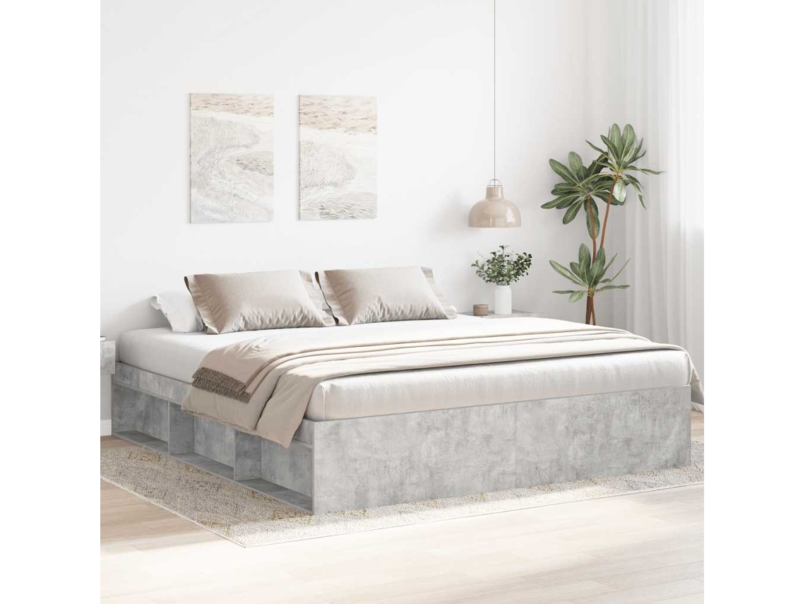Estrutura De Cama 200x200 Cm Cinza Cimento