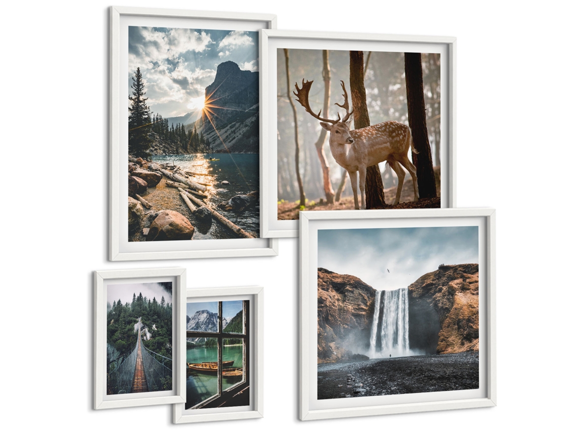 Galeria De Pinturas Murais Céu Noturno, Montanhas, Estrelas Moldura Branca Imagens Para Um Quarto Infantil Espelharte (conjunto De 5 Imagens)