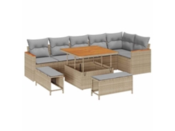 Maison Exclusive - Conjunto De Sofá De Jardim 9 Pcs Bege Rattan Sintético