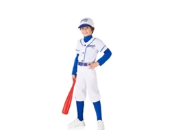 Fato de jogador de beisebol branco e azul para menino