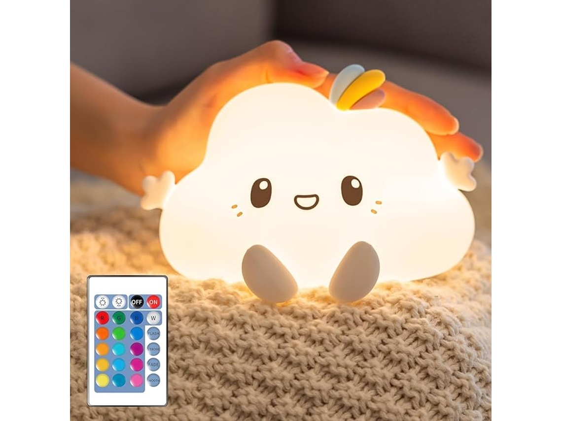Luminária de Nuvem Led Fofa, Luz Noturna, Controle Remoto, 16 Cores, Silicone Led BRILVIBERA