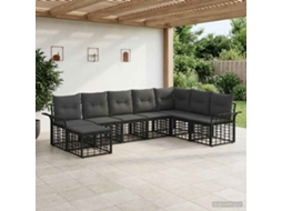 Vidaxl Conjunto De Sofás Para Exterior 8 Unid. Preto E Cinza Escuro