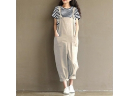 2026 macacão Casual Feminino Solto de Alcinha com Material de Algodão para Verão Primavera Outono