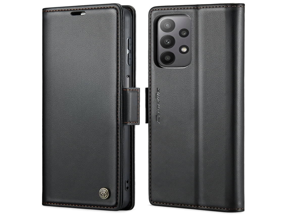 Capa Para Samsung Galaxy A23 Borboleta Fivela Litchi Textura De Telefone De Couro Rfid Antirroubo Preta