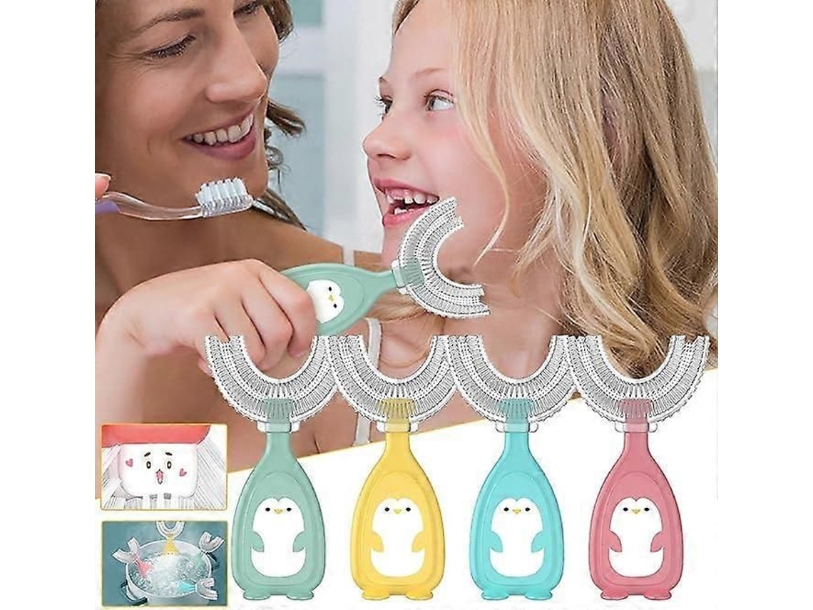 Conjunto de 4 Escovas Dente Infantis em Formato U para Crianças 2 a 6 Anos e 12 Anos. Escova Infantil Co GOKOCO