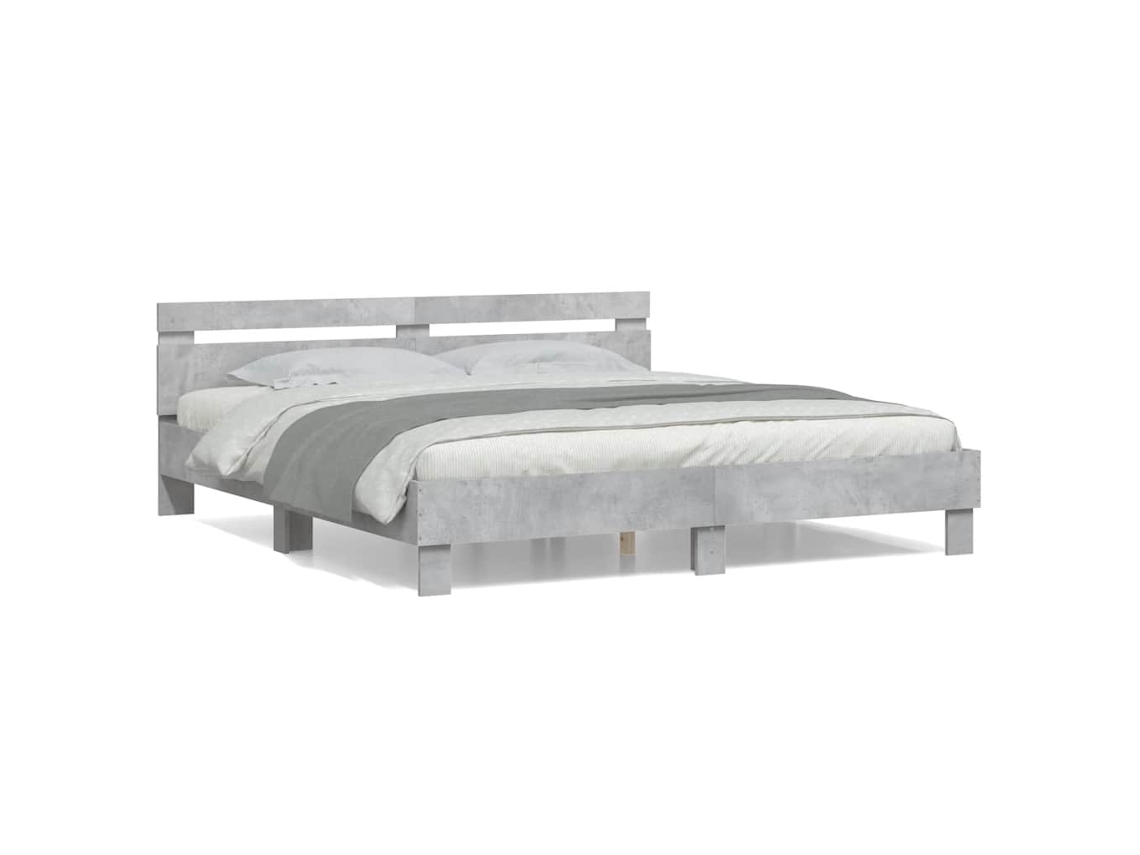 Bed Frame, Bed Frames Vidaxl Cinzeto Madeira Processada (180 X 200 Cm)