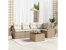 Vidaxl Conjunto De Sofá De Jardim 6 Unid. Bege E Creme Vime Pe