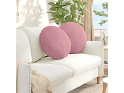 Vidaxl Almofadas De Assento 2 Pcs Rosa Ø50 X 19 Cm Veludo