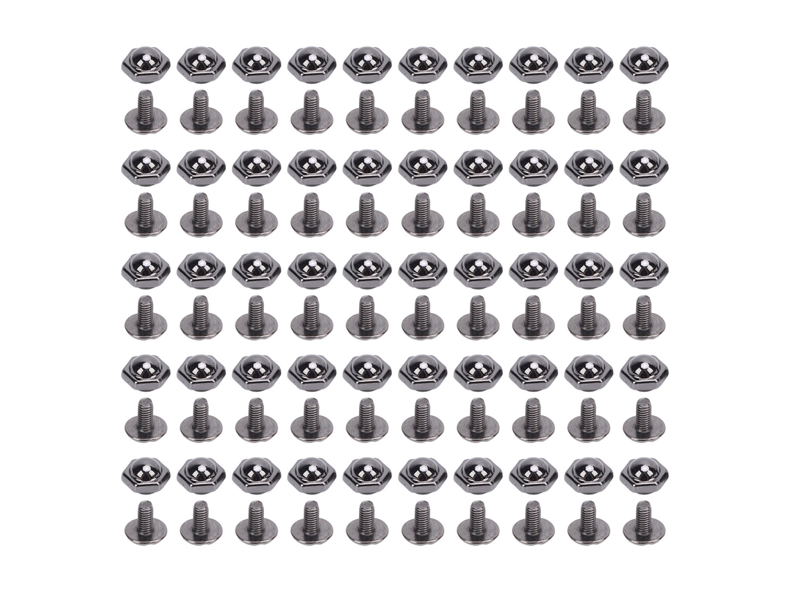 50 Peças De Rebites Hexagonais De Liga De Zinco 12mm Para Couro, Bolsas E Roupas Prata E Preta
