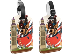 Conjunto De 2 Etiquetas Bagagem Em Couro Pu Com O Símbolo Do Big Ben, Reino Unido Proteção De Privacidade