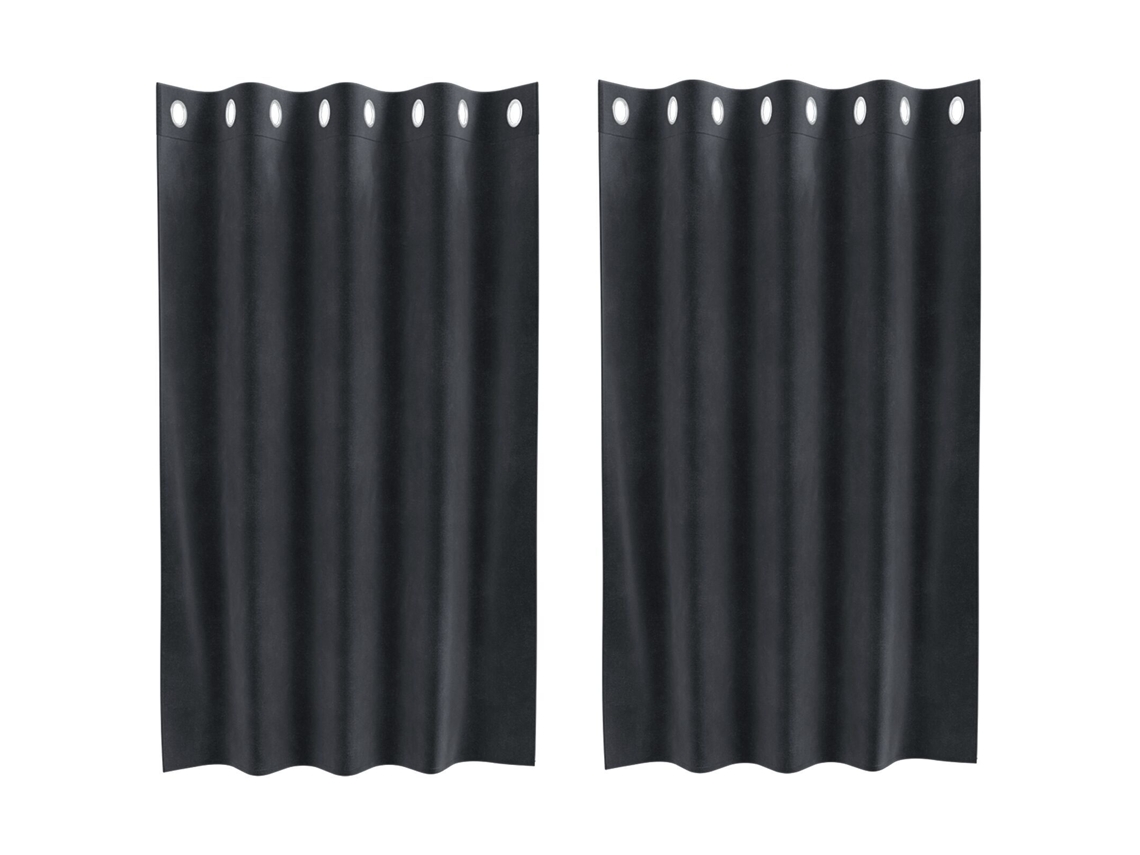 Conjunto 2 Cortinas Opacas Vidaxl Cinzento Veludo (140 X 140 Cm)