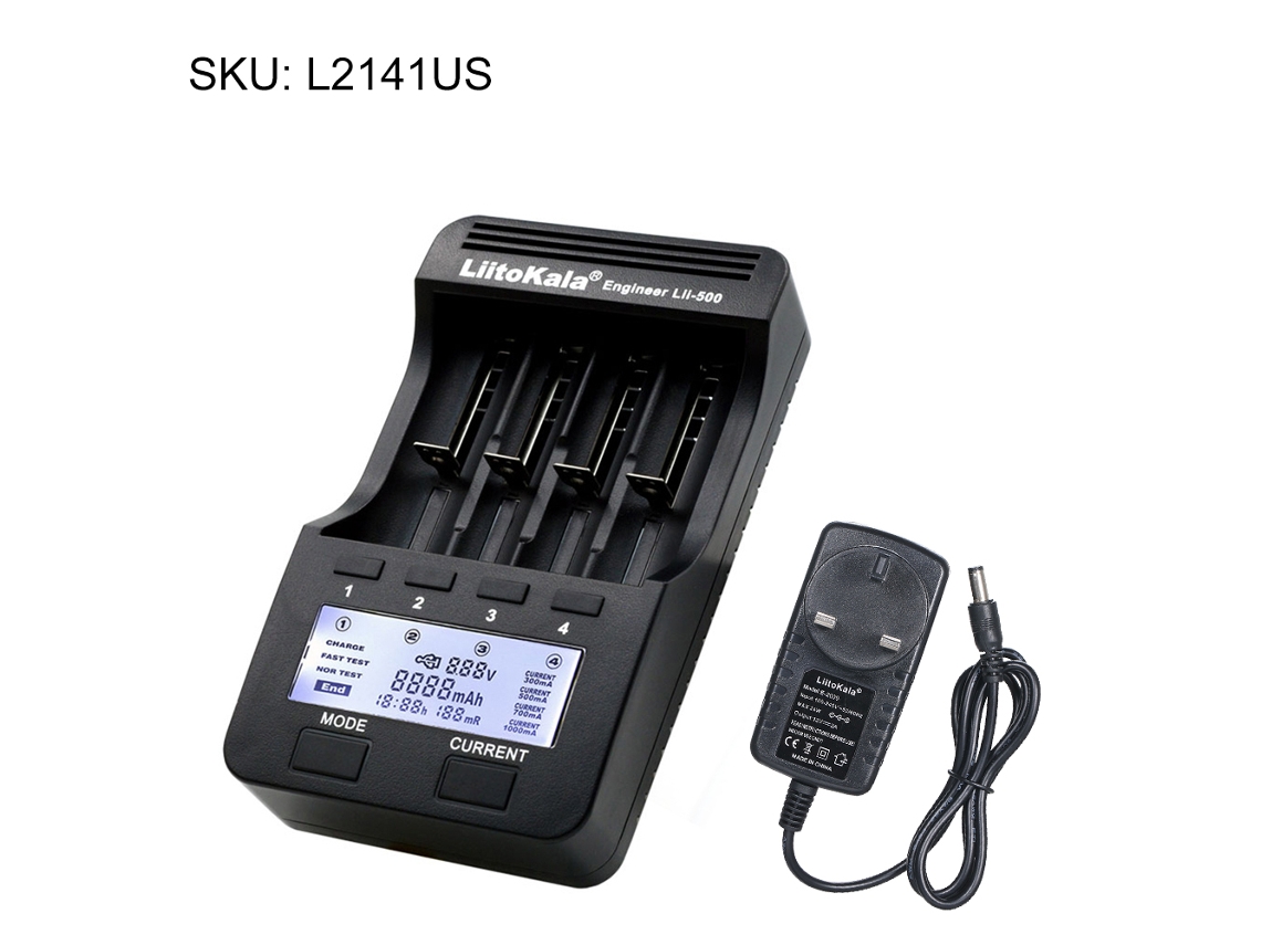 Carregador inteligente Liitokala Lii 500 com 4 slots para baterias Li-ion NiMH | S/MARCA