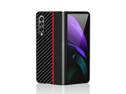 Capa De Couro Sintético Com Textura De Fibra De Carbono E Acabamento Resistente A Impactos Para Samsung Galaxy Z Fold3 5g (azul)