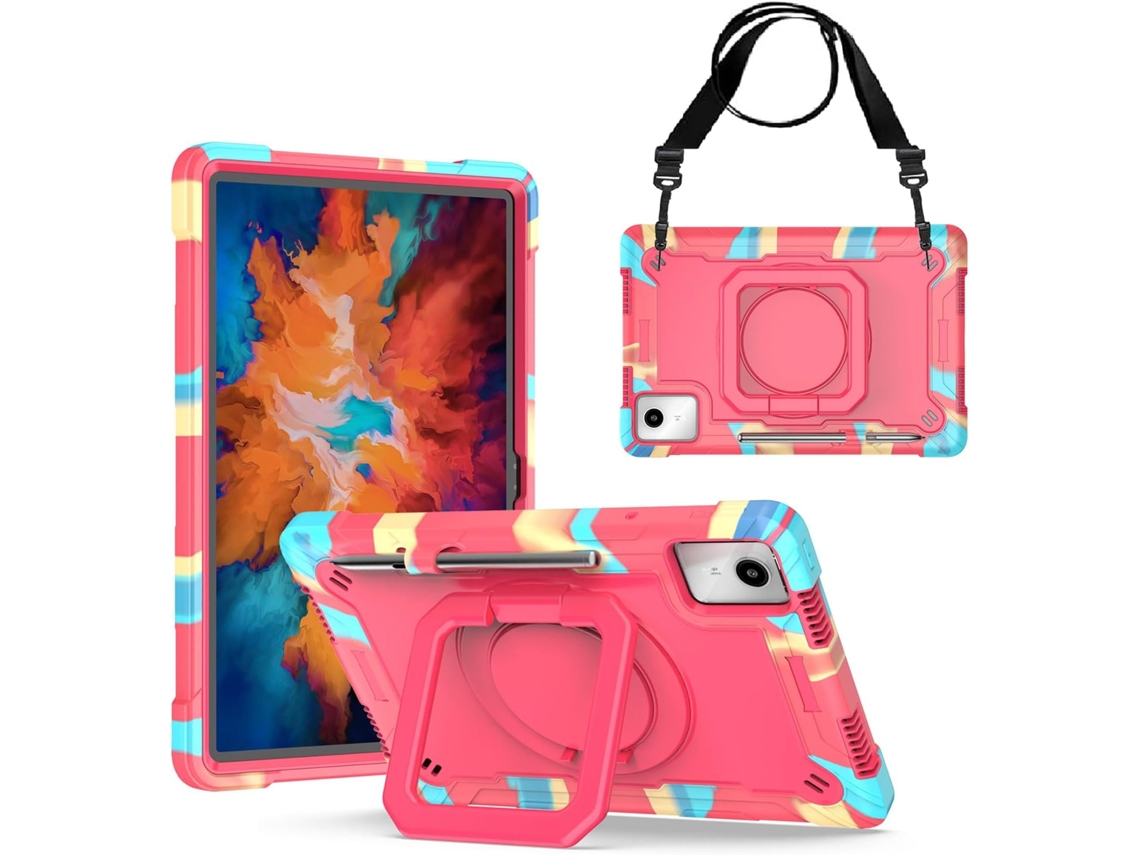 Capa Protetora Com Suporte Giratório Para Lenovo Tab M11 11 2024 Tb330fu, Cor Rosa Avermelhada. Tuotuo