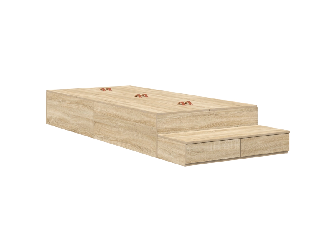 Cama Com Arrumação  Em Carvalho Sonoma Vidaxl (236.5x90x31.5 Cm)