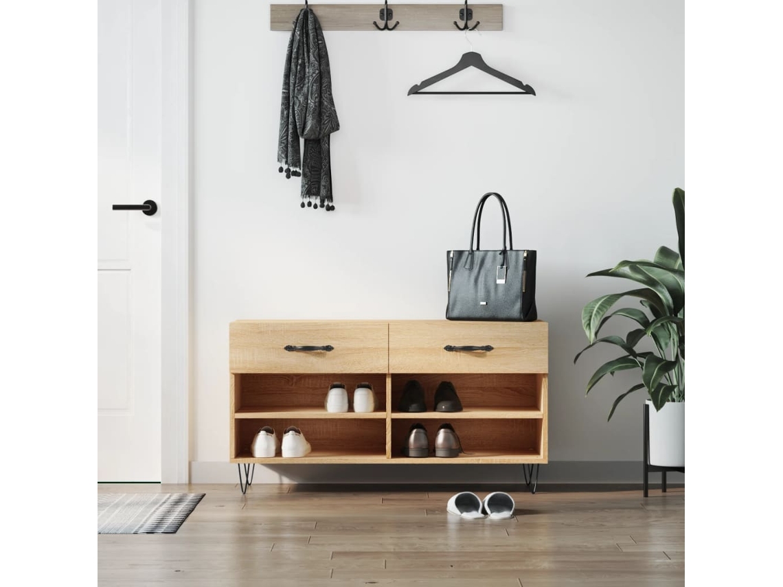 Vidaxl Banco Sapateira 102x35x55 Cm Deriv. Madeira Carvalho Sonoma