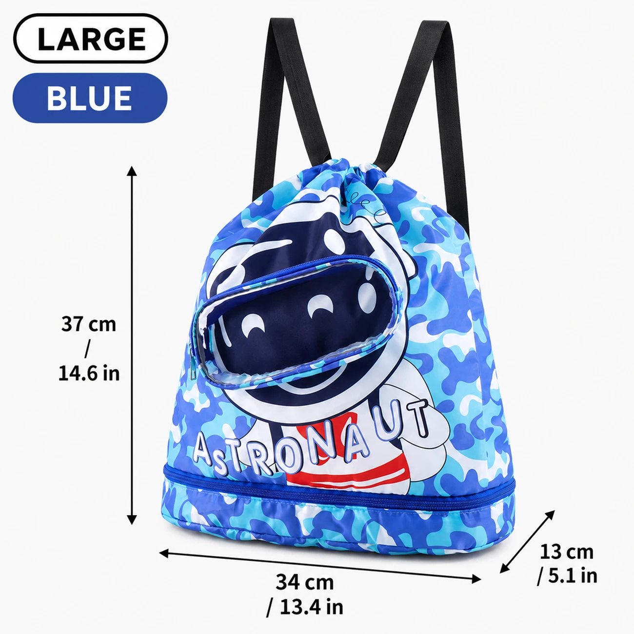 (grande Azul) 1 Mochila Impermeável De Praia E Academia Com Estampa De Sereia, Com Cordão E Compartimento Para Sapatos