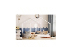 Cama Box 140x200cm Sem Colchão, Estrutura Em Ferro, Ideal Para Quarto Infantil, Com Guarda Roupas, Cor Branca Ehstmind