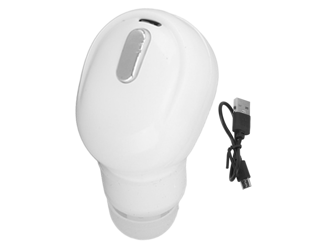 Fone De Ouvido Bluetooth Sem Fio Único Mini Invisível Para Esportes E Trabalho Branco